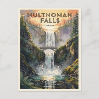 Postal Cascadas Multnomah Oregon Viajes Vintage