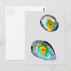 Postal cáscaras de ostión abstractas de acuarela