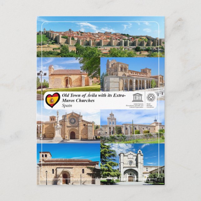 Postal Casco antiguo de Ávila con sus iglesias extramuros (Anverso)