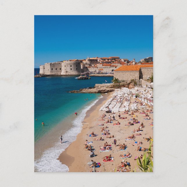 Postal Casco antiguo de Dubrovnik y playa de Banje (Anverso)