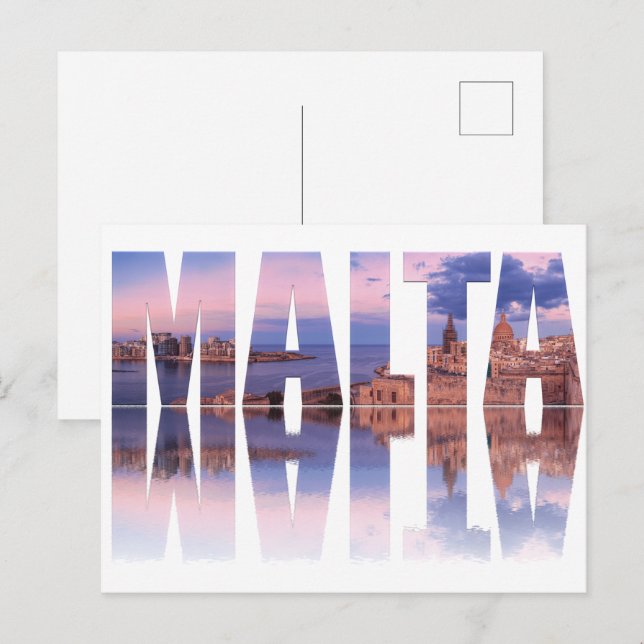 Postal Casco antiguo de Valletta y puerto Malta texto ref (Anverso / Reverso)