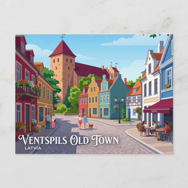 Postal Casco antiguo de Ventspils Letonia (Anverso)