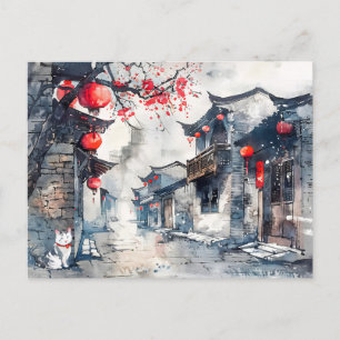 Postal Casco antiguo iluminado por una linterna china