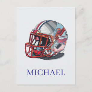Postal Casco de fútbol arte pop motivacional nombre