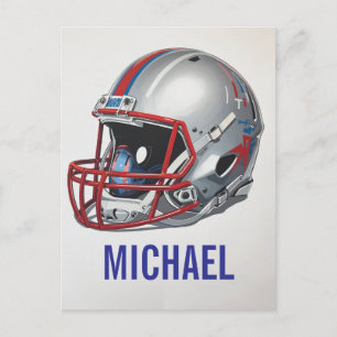 Postal Casco de fútbol con nombre motivacional inspirador