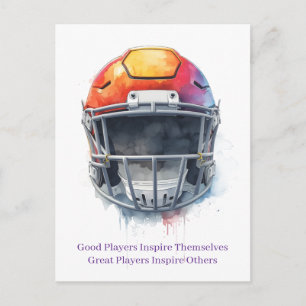 Postal Casco de fútbol motivacional inspirador 