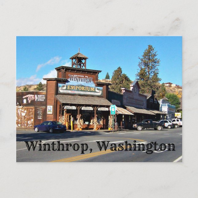 Postal Casco del Antiguo Oeste de Winthrop, Washington (Anverso)