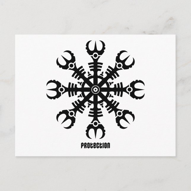 Postal Casco del temor - Aegishjalmur No.2 (negro) (Anverso)