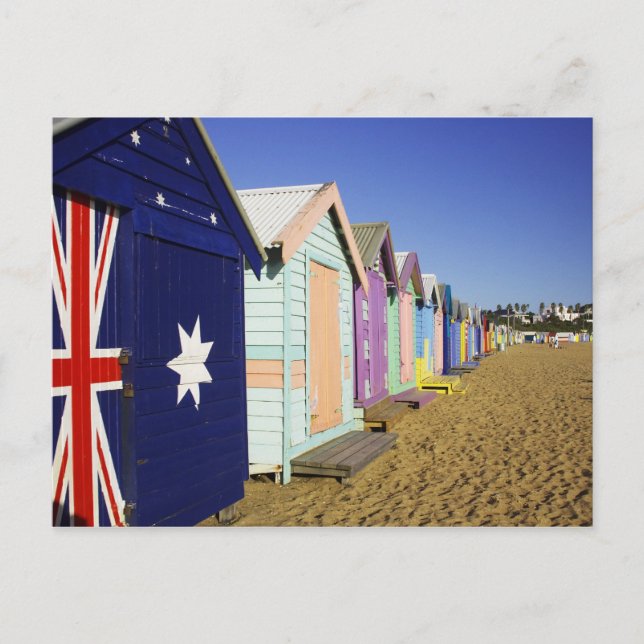 Postal Casetas de baño, playa Middle Brighton, puerto (Anverso)