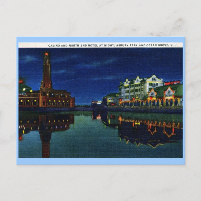 Postal Casino and Hotel, Asbury Park, Ocean Grove NJ Vint (Anverso)