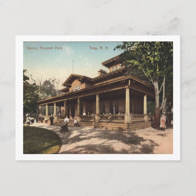 Postal Casino Troy NY, Prospect Park, 1910 Vintage (Anverso)