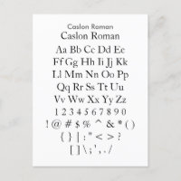Caslon Roman - Zazzle Font Sampler Sheet
