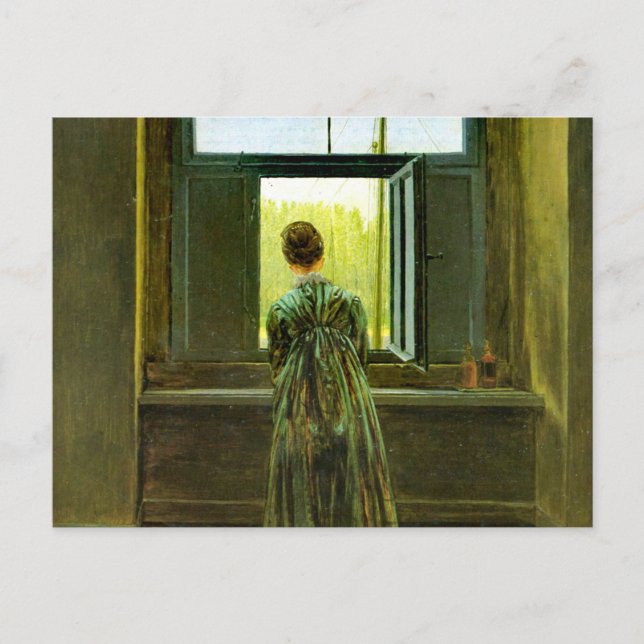 Postal Caspar David Friedrich en una ventana (Anverso)