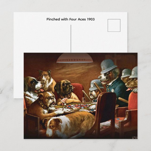 Postal Cassius M. Coolidge - Pillado con cuatro ases 1903 (Anverso / Reverso)