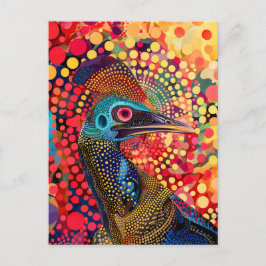 Postal Cassowary en el estilo de arte de dot aborigen