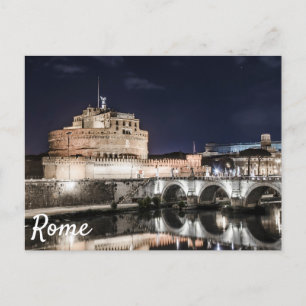 Postal Castel Sant Angelo de noche en Roma