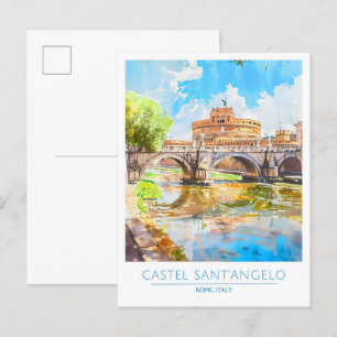 Postal Castel Sant'Angelo Roma Italia Viaje de época