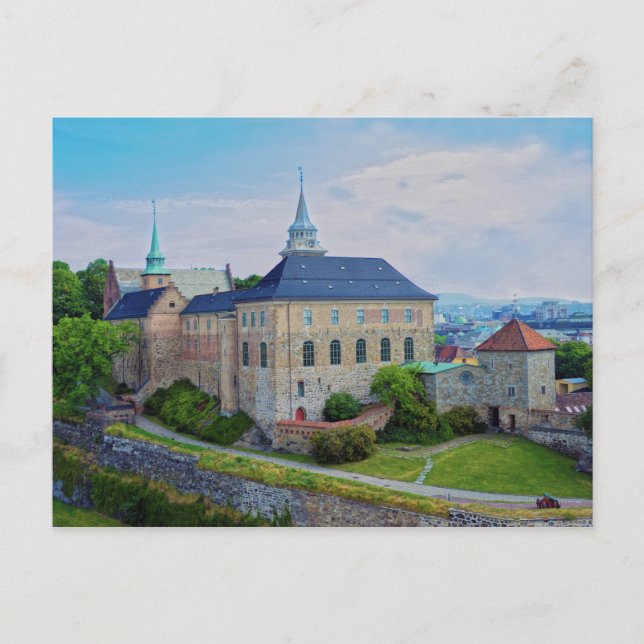 Postal Castillo Akershus en Olso, Noruega (Anverso)