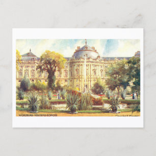 Postal Castillo antiguo en Wurzburgo, Alemania