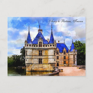 Postal Castillo Azay le Rideau, Valle del Loira, Francia.