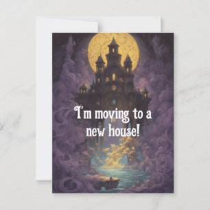 Postal Castillo bajo una luna amarilla nueva dirección