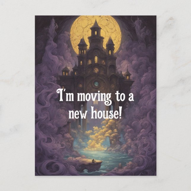 Postal Castillo bajo una luna amarilla nueva dirección (Anverso)