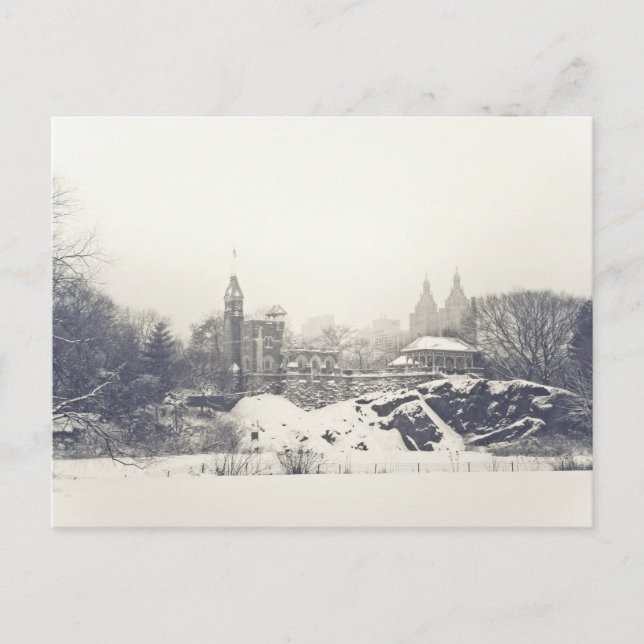 Postal Castillo Belvedere en invierno en Central Park (Anverso)