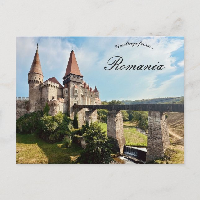 Postal Castillo Corvin Condado de Hunedoara Rumania (Anverso)