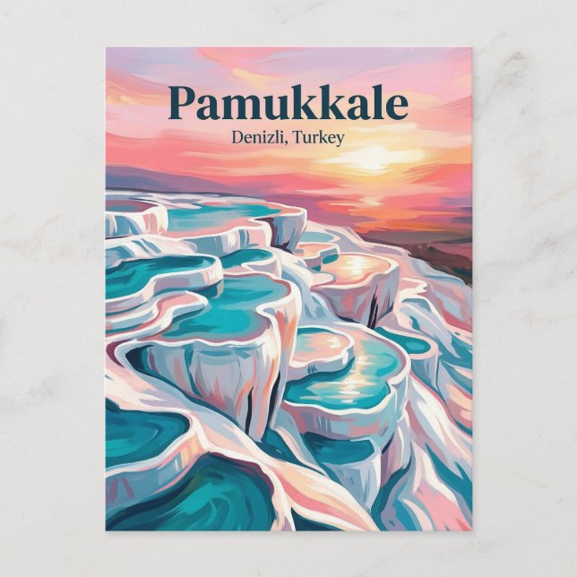 Postal Castillo de Algodón, Denizli, Egeo (Anverso)