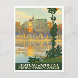 Postal Castillo de Amboise Viaje vintage en Francia