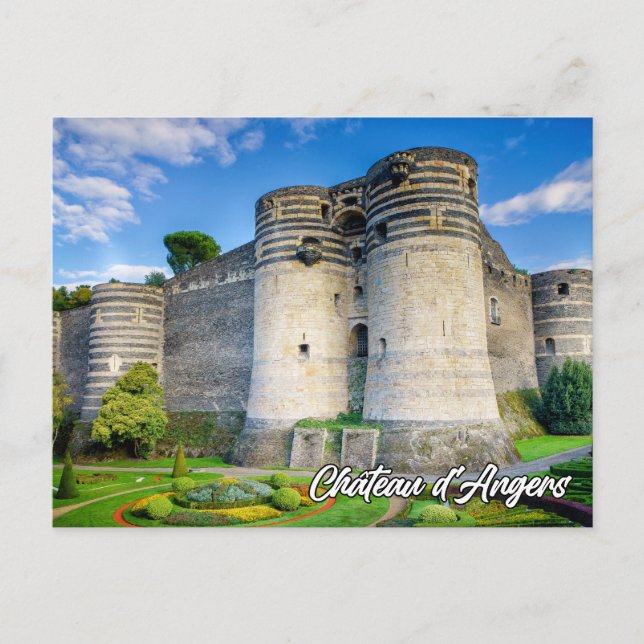 Postal Castillo de Angers, Angers, Francia (Anverso)