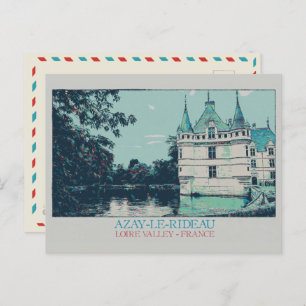 Postal Castillo de Azay-le-Rideau en el valle del Loira, 