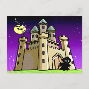 Postal Castillo de Bats y Grim Reaper en la puerta del Ca
