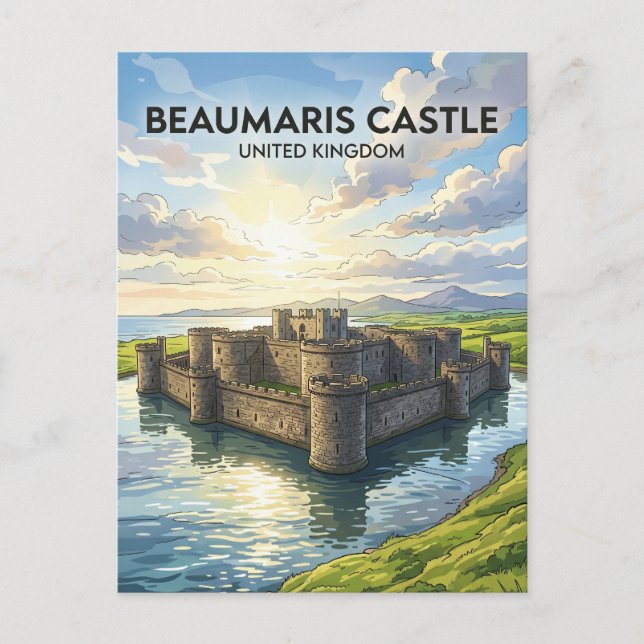 Postal Castillo de Beaumaris, Anglesey Reino Unido (Anverso)
