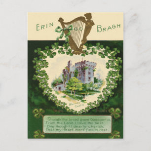 Postal Castillo de Blarney Antiguo Arpa de Erin San Patri