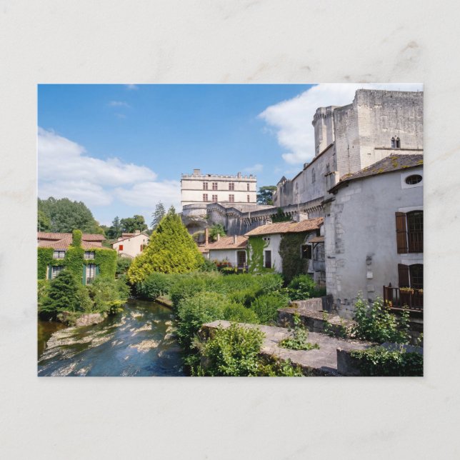Postal Castillo de Bourdeilles y río Dronne, Dordoña (Anverso)