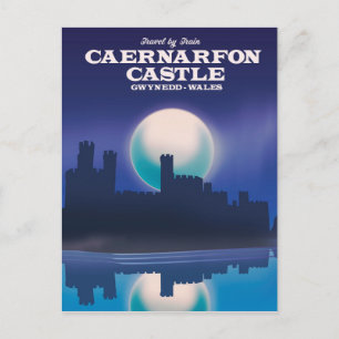 Postal Castillo de Caernarfon, afiche de viaje de Gwynedd