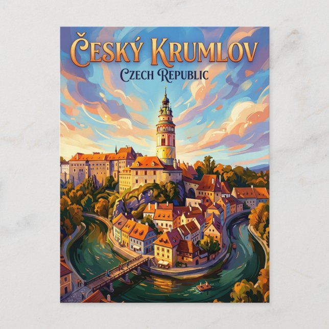 Postal Castillo de Cesky Krumlov República Checa (Anverso)