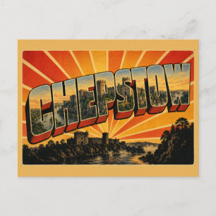 Postal Castillo de Chepstow Gales Arte de Viaje Vintage