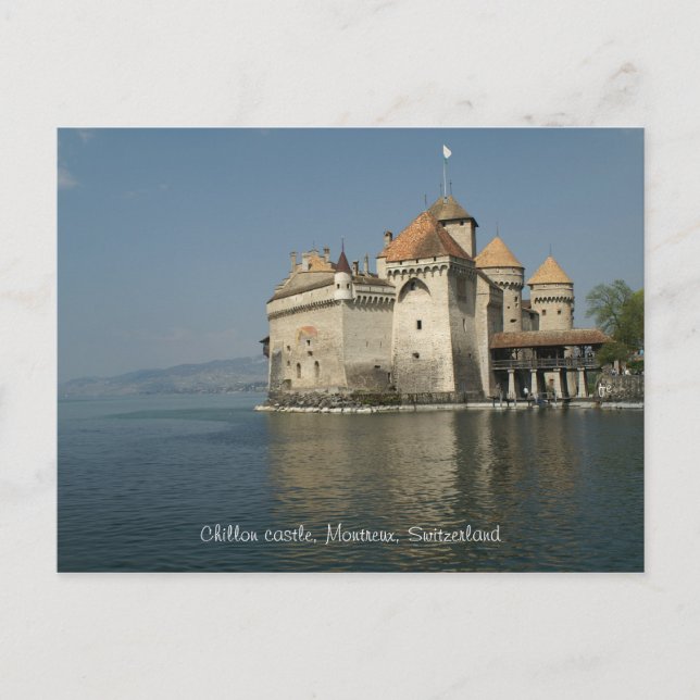 Postal Castillo de Chillon, Montreux, Suiza (Anverso)
