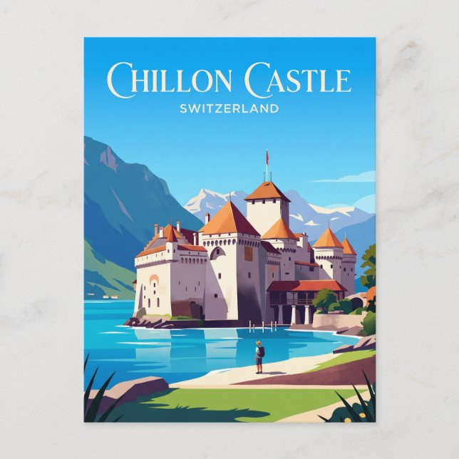 Postal Castillo de Chillon Suiza (Anverso)