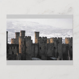 Postal castillo de conwy en la nieve