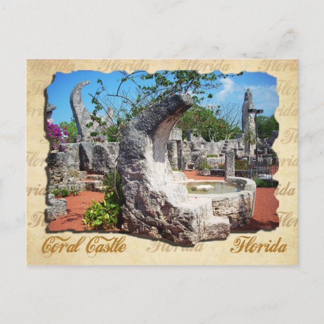 Postal Castillo de Coral, Florida - fuente lunar (Anverso)