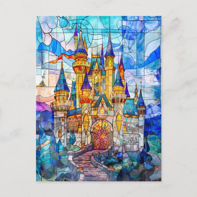 Postal Castillo de cuento de hadas con muchas torres (Anverso)