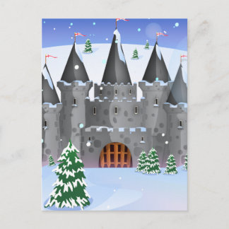 Postal Castillo de Cuento de Hadas Nieve de Invierno