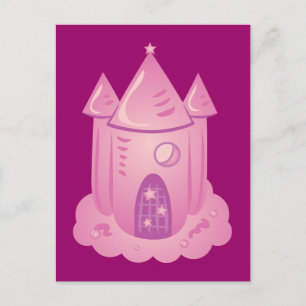 Postal Castillo de cuento de hadas rosa