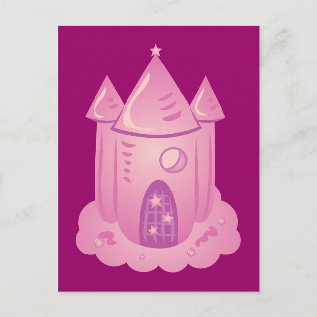 Postal Castillo de cuento de hadas rosa (Anverso)