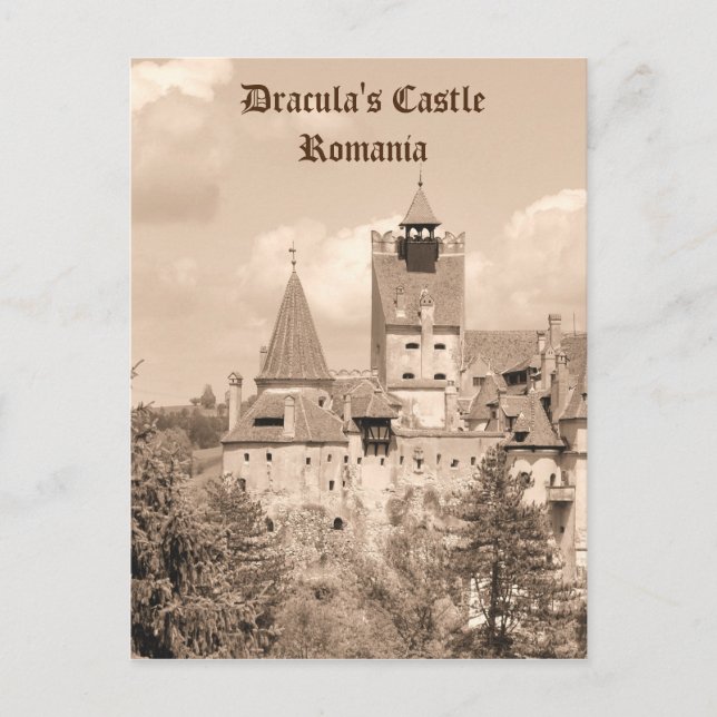 Postal Castillo de Drácula en Transilvania, Rumania (Anverso)