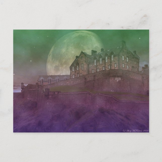 Postal Castillo de Edimburgo de noche (Anverso)