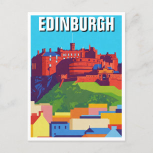 Postal Castillo de Edimburgo en Escocia Resumen Arte